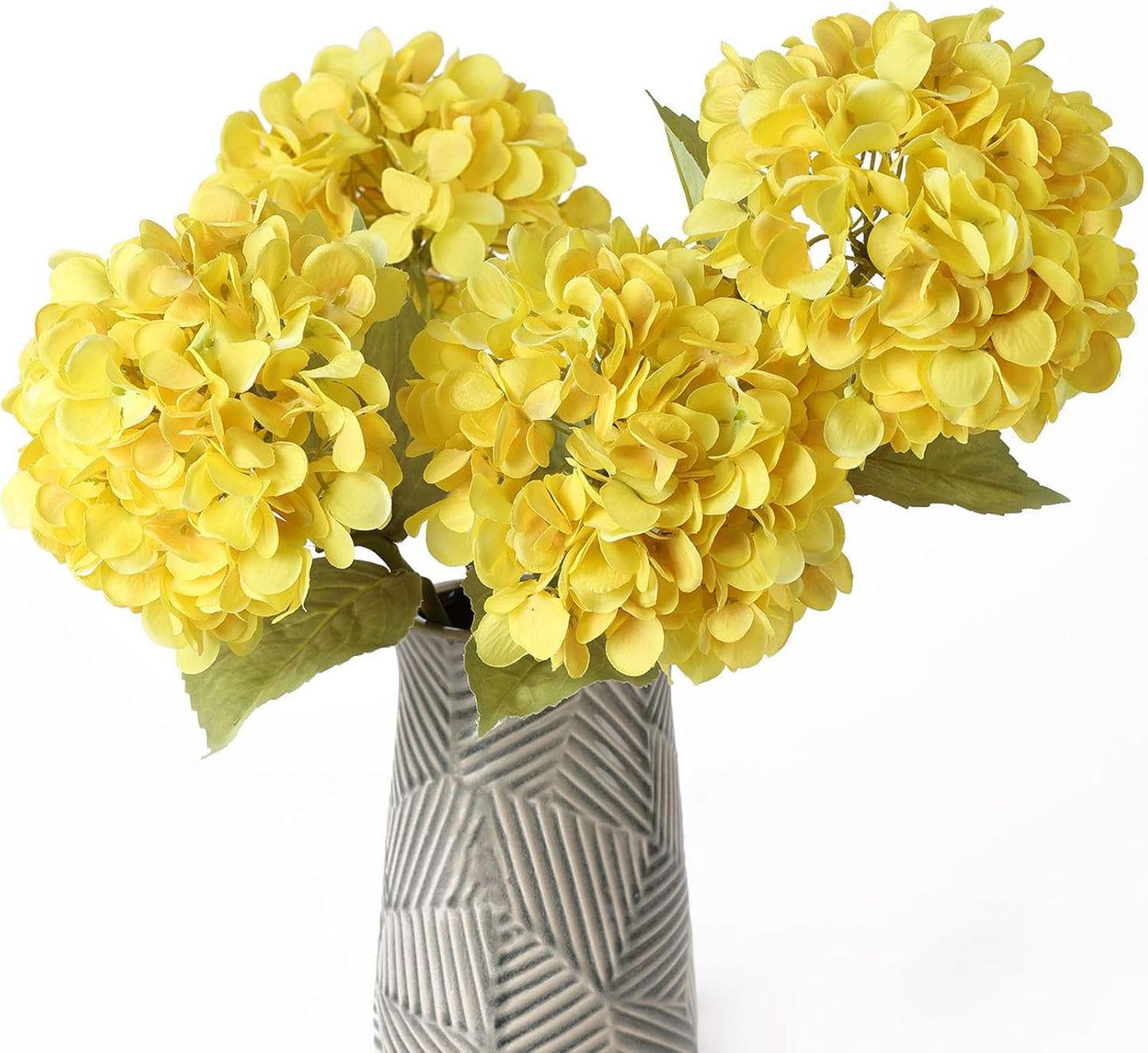 4Pcs Pink Artificial Hydrangea Flowers Large Fake Silk Hydrangea Flower with Leaves Stems Realistic Faux Hydrangeas Decorations for Wedding Table Centerpieces Vase Home Decor (Pink)