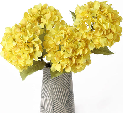 4Pcs Pink Artificial Hydrangea Flowers Large Fake Silk Hydrangea Flower with Leaves Stems Realistic Faux Hydrangeas Decorations for Wedding Table Centerpieces Vase Home Decor (Pink)