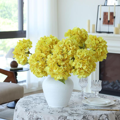 4Pcs Pink Artificial Hydrangea Flowers Large Fake Silk Hydrangea Flower with Leaves Stems Realistic Faux Hydrangeas Decorations for Wedding Table Centerpieces Vase Home Decor (Pink)