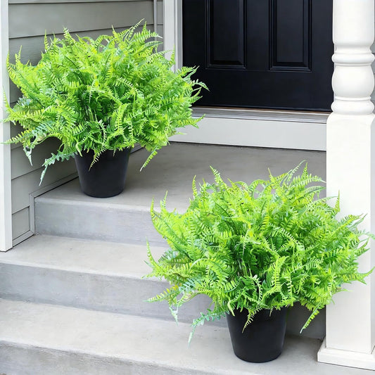 2 Sets Potted Artificial Plants for Outdoor, Pre-Made | Pre-potted Faux Lavender Grass in Pots, UV Resistant, Large, Gardens Yards Patios Paths Home Decor