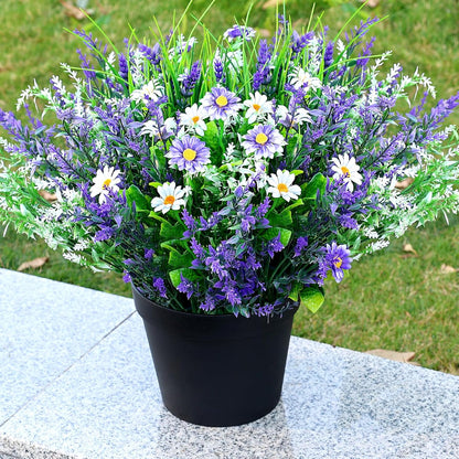 2 Sets Potted Artificial Plants for Outdoor, Pre-Made | Pre-potted Faux Lavender Grass in Pots, UV Resistant, Large, Gardens Yards Patios Paths Home Decor
