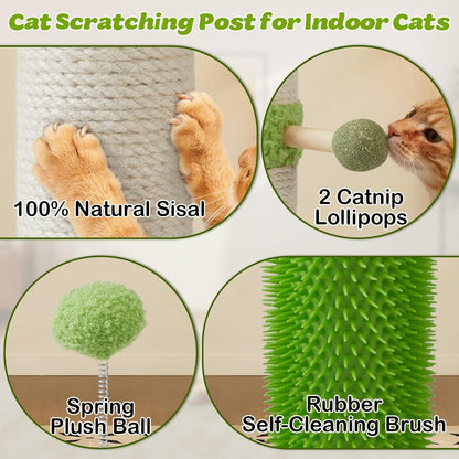 38" Tall Sisal Cat Scratching Post with Stable Base for Indoor Adult Cats