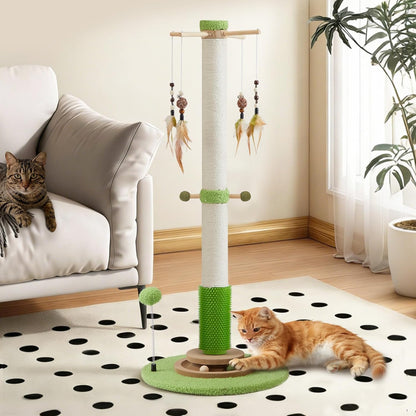 38" Tall Sisal Cat Scratching Post with Stable Base for Indoor Adult Cats