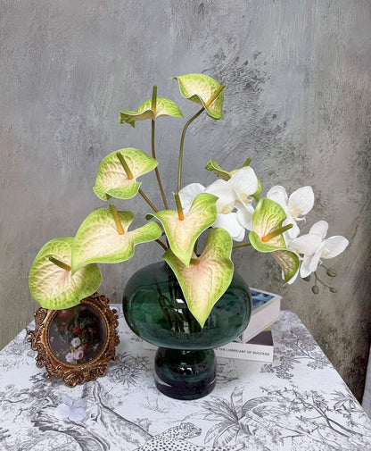 10pcs Burgundy Anthurium Artificial Flowers, 23.6" Burgundy Flowers Artificial Tropical Flowers Real Touch for DIY Wedding Bouquets Centerpieces Bridal Shower Party Home Decor