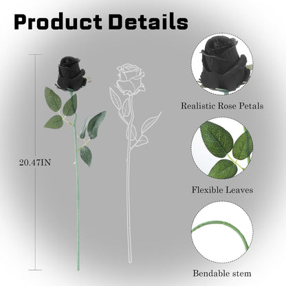 12Pcs Realistic Fake Light Pink Roses Faux Flowers with Long Stems, Artificial Silk Rose Flowers for Valentines Day Home Wedding Decor Bridal Bouquet