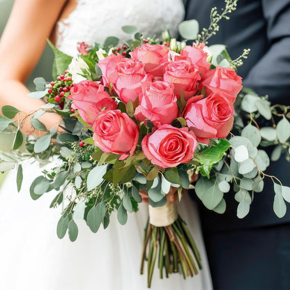12Pcs Realistic Fake Light Pink Roses Faux Flowers with Long Stems, Artificial Silk Rose Flowers for Valentines Day Home Wedding Decor Bridal Bouquet