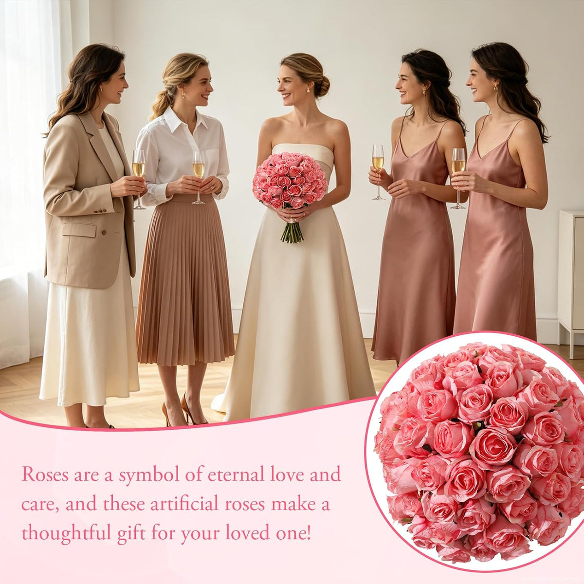 12Pcs Realistic Fake Light Pink Roses Faux Flowers with Long Stems, Artificial Silk Rose Flowers for Valentines Day Home Wedding Decor Bridal Bouquet
