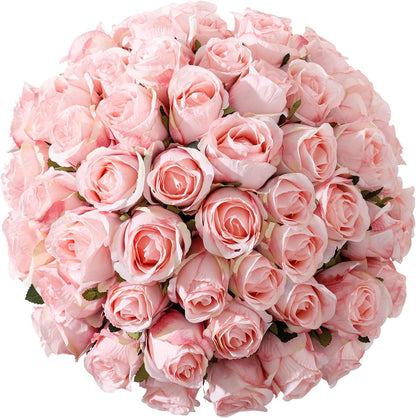 12Pcs Realistic Fake Light Pink Roses Faux Flowers with Long Stems, Artificial Silk Rose Flowers for Valentines Day Home Wedding Decor Bridal Bouquet