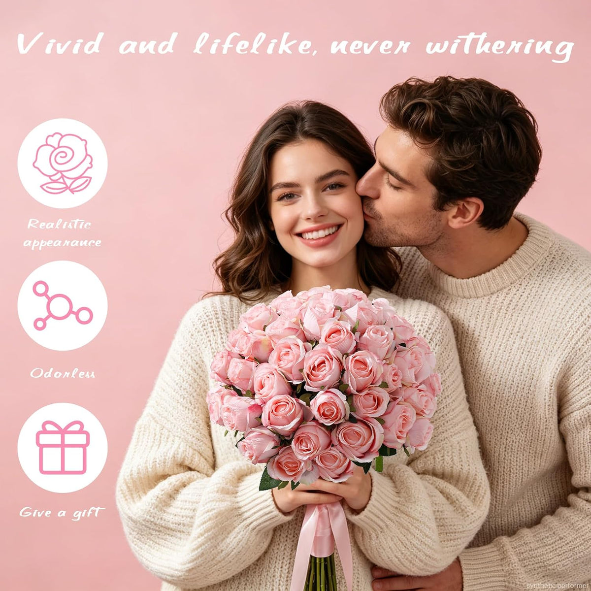 12Pcs Realistic Fake Light Pink Roses Faux Flowers with Long Stems, Artificial Silk Rose Flowers for Valentines Day Home Wedding Decor Bridal Bouquet
