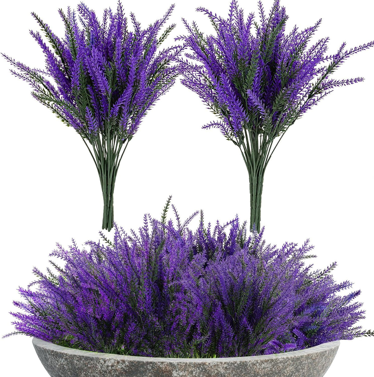 8 PCS Artificial Lavender Flowers - Faux Lavender Plants Outdoor