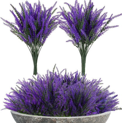 8 PCS Artificial Lavender Flowers - Faux Lavender Plants Outdoor