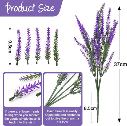 8 PCS Artificial Lavender Flowers - Faux Lavender Plants Outdoor