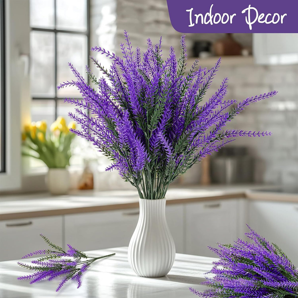 8 PCS Artificial Lavender Flowers - Faux Lavender Plants Outdoor