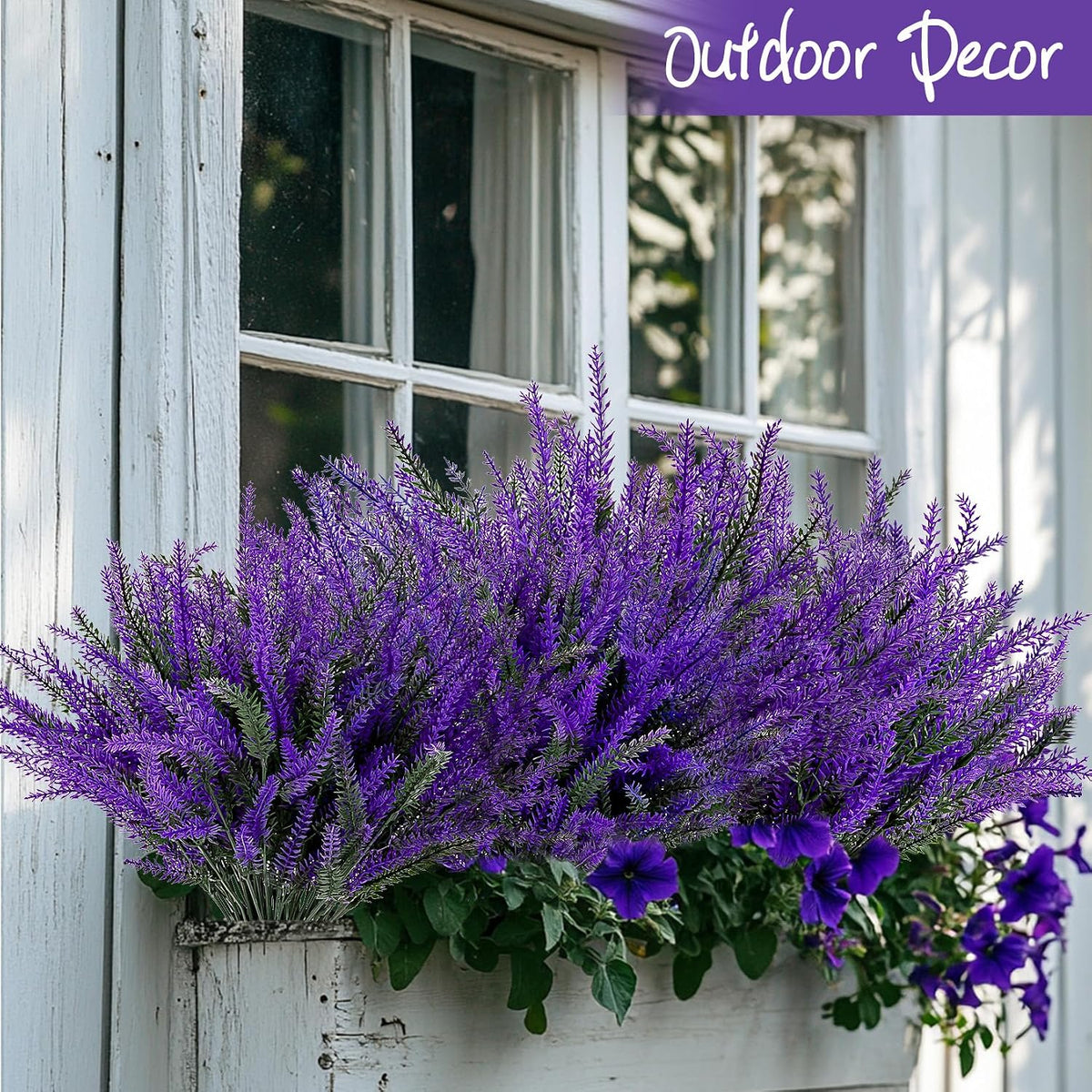 8 PCS Artificial Lavender Flowers - Faux Lavender Plants Outdoor
