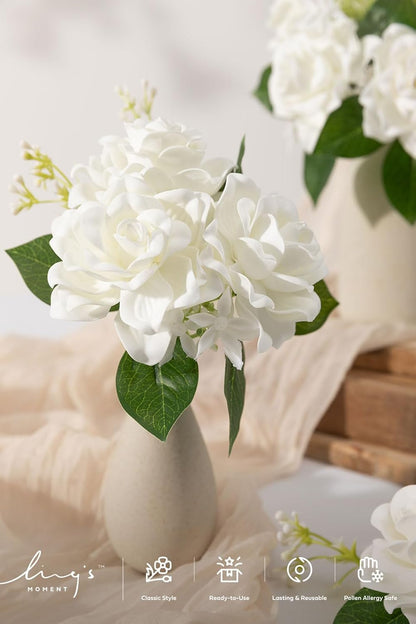 White Artificial Gardenia Flowers with Stems, 25 pcs