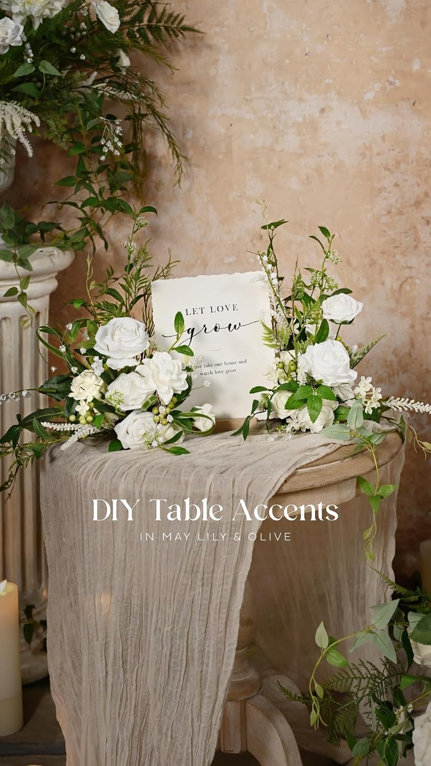 White Artificial Gardenia Flowers with Stems, 25 pcs