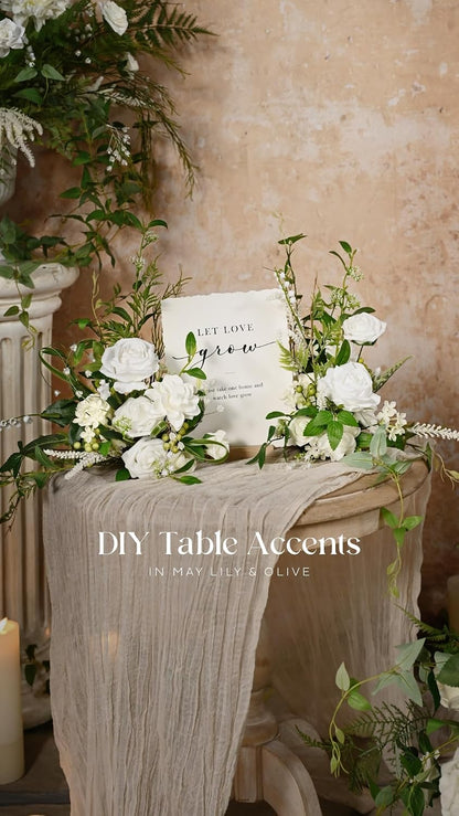 White Artificial Gardenia Flowers with Stems, 25 pcs