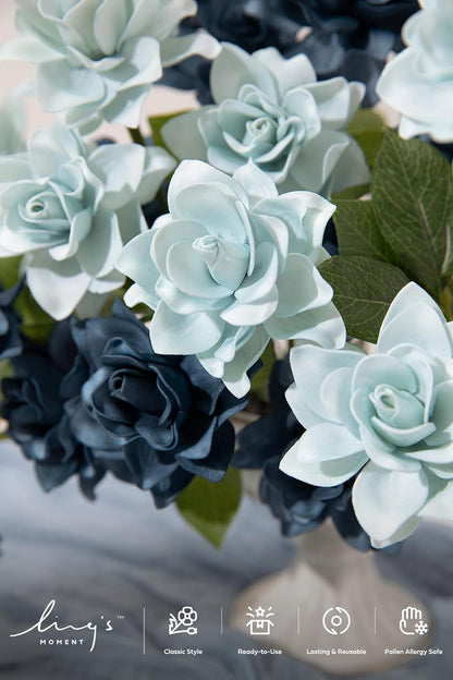 White Artificial Gardenia Flowers with Stems, 25 pcs
