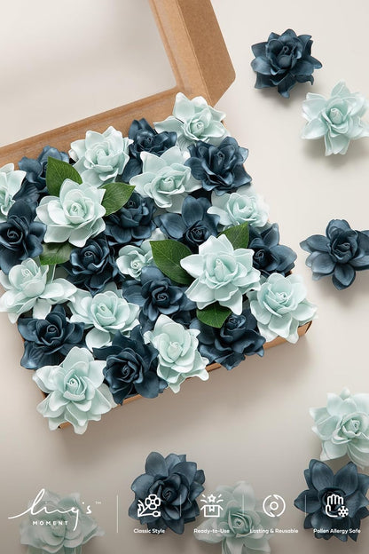 White Artificial Gardenia Flowers with Stems, 25 pcs