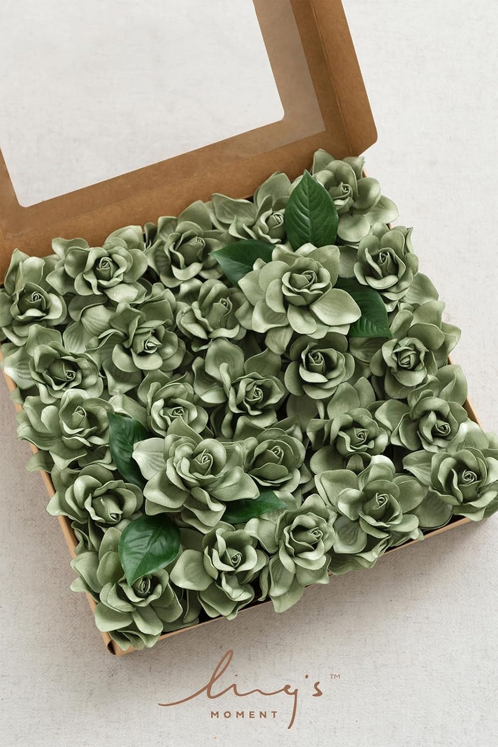 White Artificial Gardenia Flowers with Stems, 25 pcs