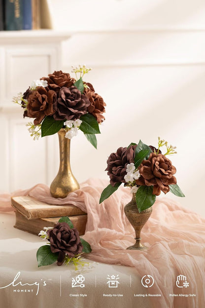 White Artificial Gardenia Flowers with Stems, 25 pcs