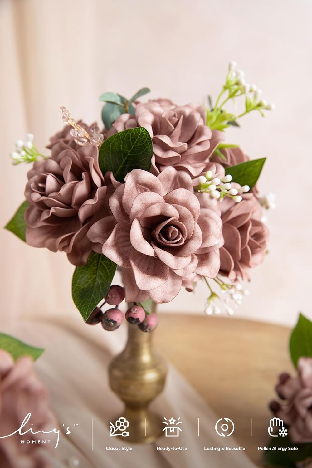 White Artificial Gardenia Flowers with Stems, 25 pcs