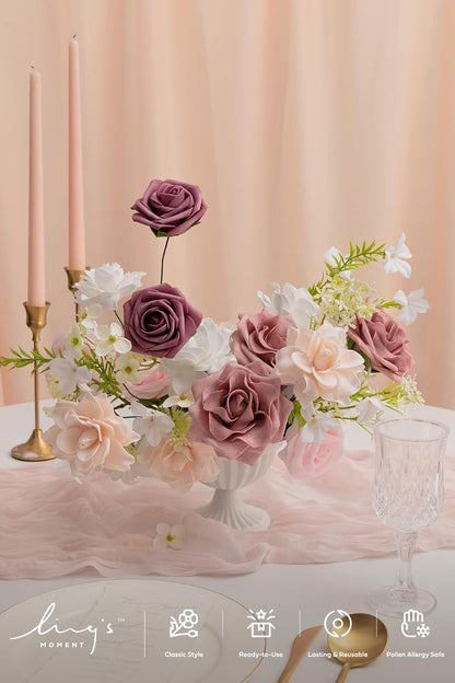 White Artificial Gardenia Flowers with Stems, 25 pcs