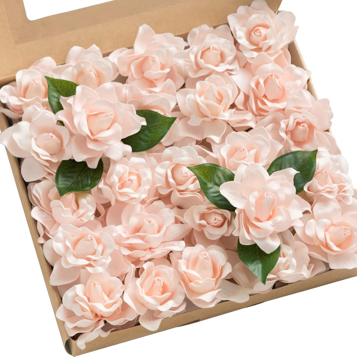 White Artificial Gardenia Flowers with Stems, 25 pcs