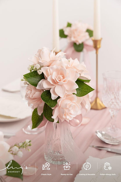 White Artificial Gardenia Flowers with Stems, 25 pcs