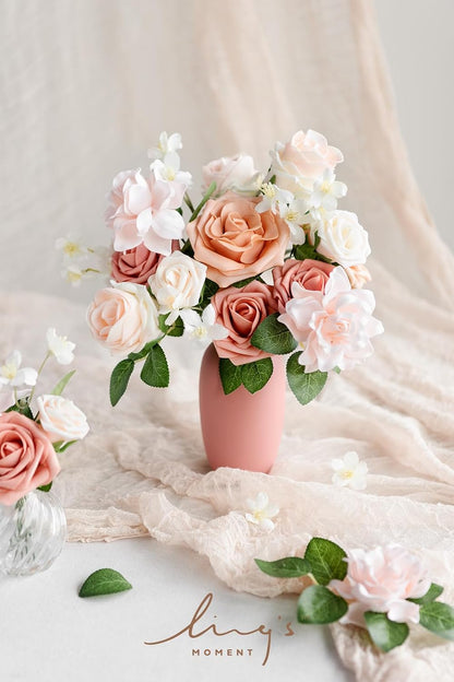 White Artificial Gardenia Flowers with Stems, 25 pcs