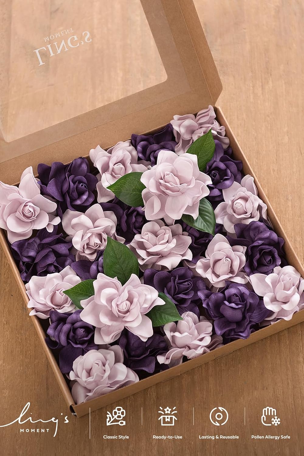 White Artificial Gardenia Flowers with Stems, 25 pcs
