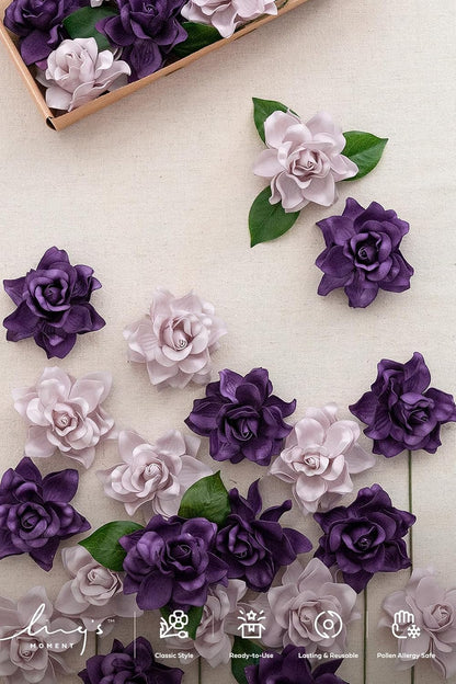 White Artificial Gardenia Flowers with Stems, 25 pcs