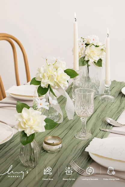 White Artificial Gardenia Flowers with Stems, 25 pcs
