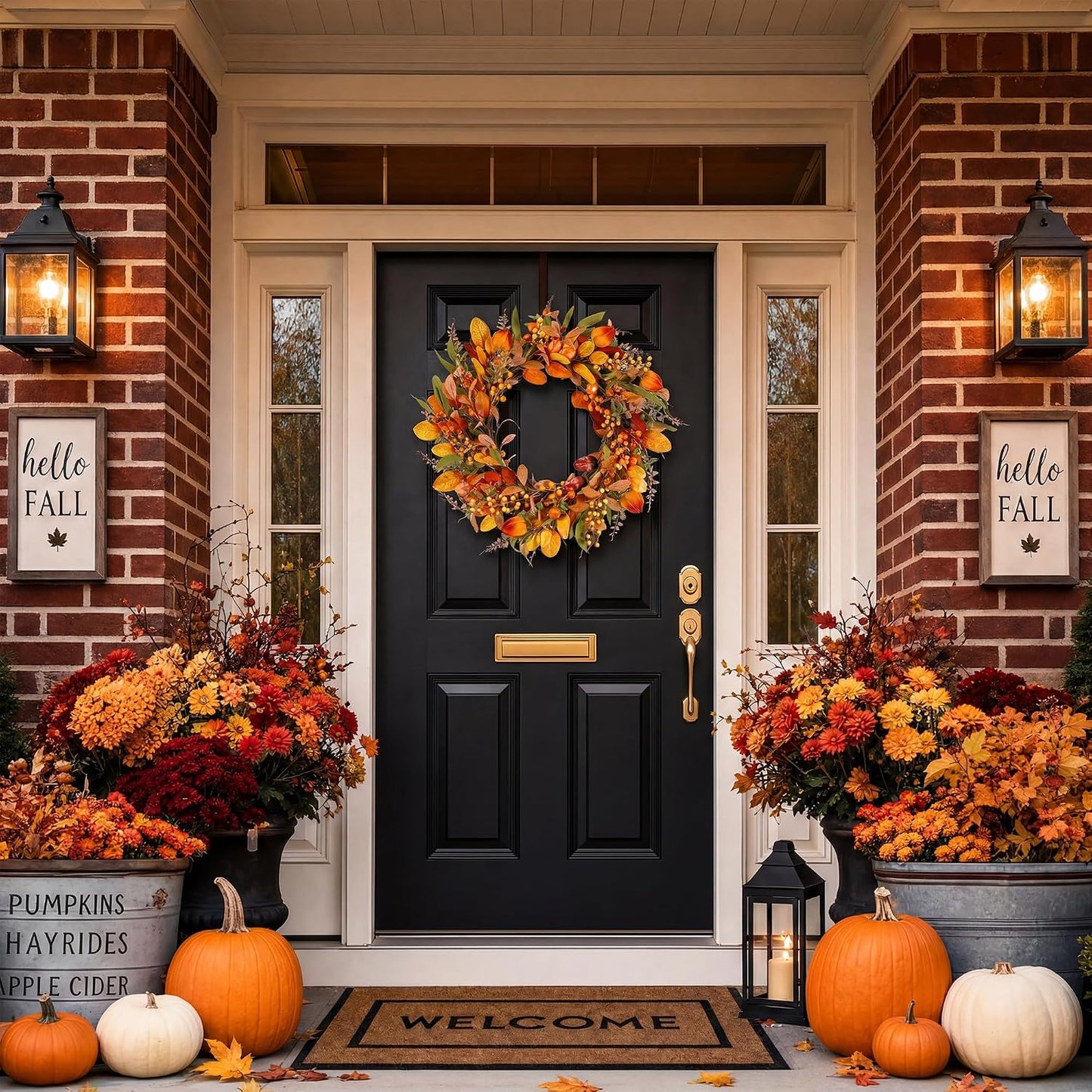 20'' Eucalyptus Wreath for Front Door, Porch, Window - Green Decor for Home, Farmhouse - Spring, Summer, Fall, All Seasons