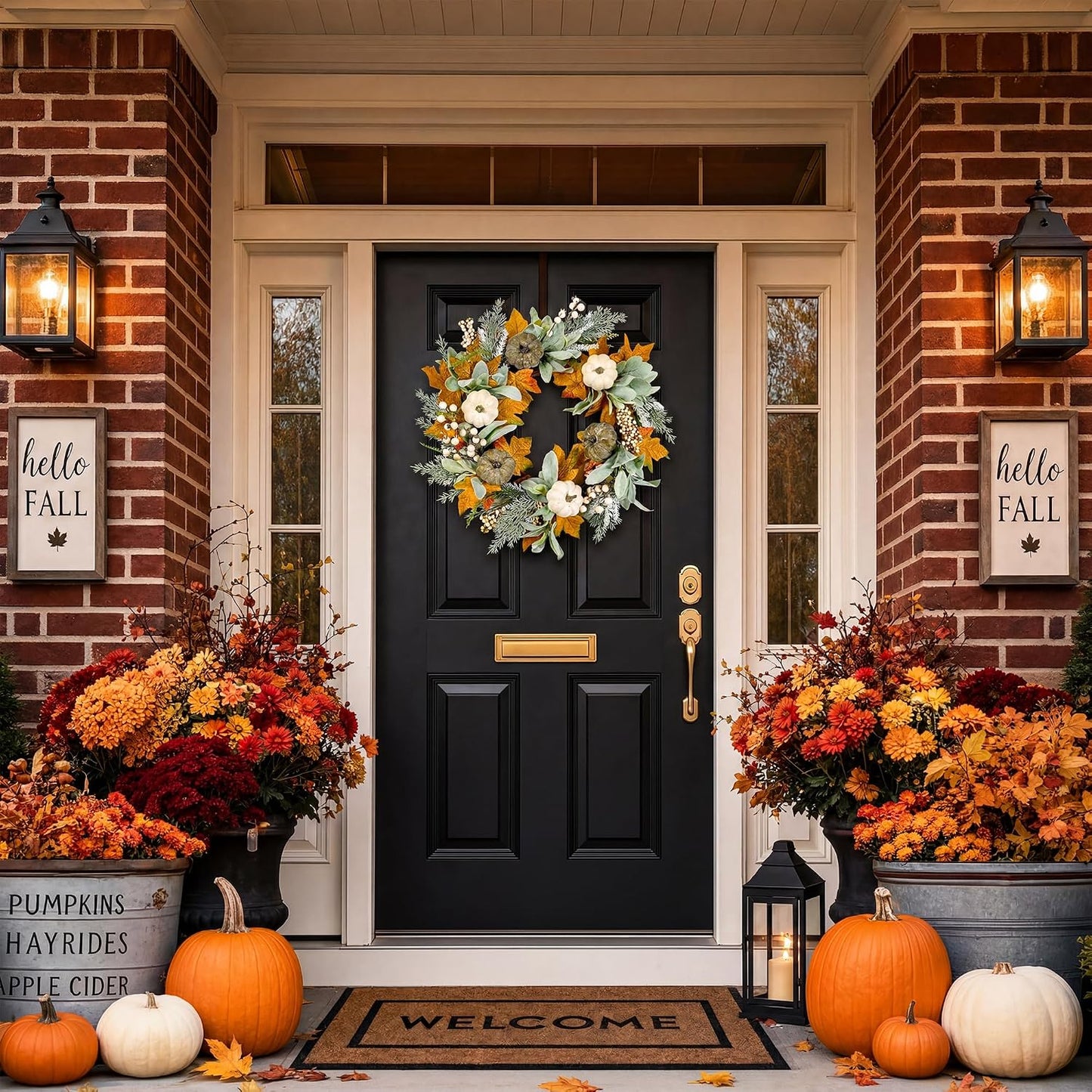 20'' Eucalyptus Wreath for Front Door, Porch, Window - Green Decor for Home, Farmhouse - Spring, Summer, Fall, All Seasons
