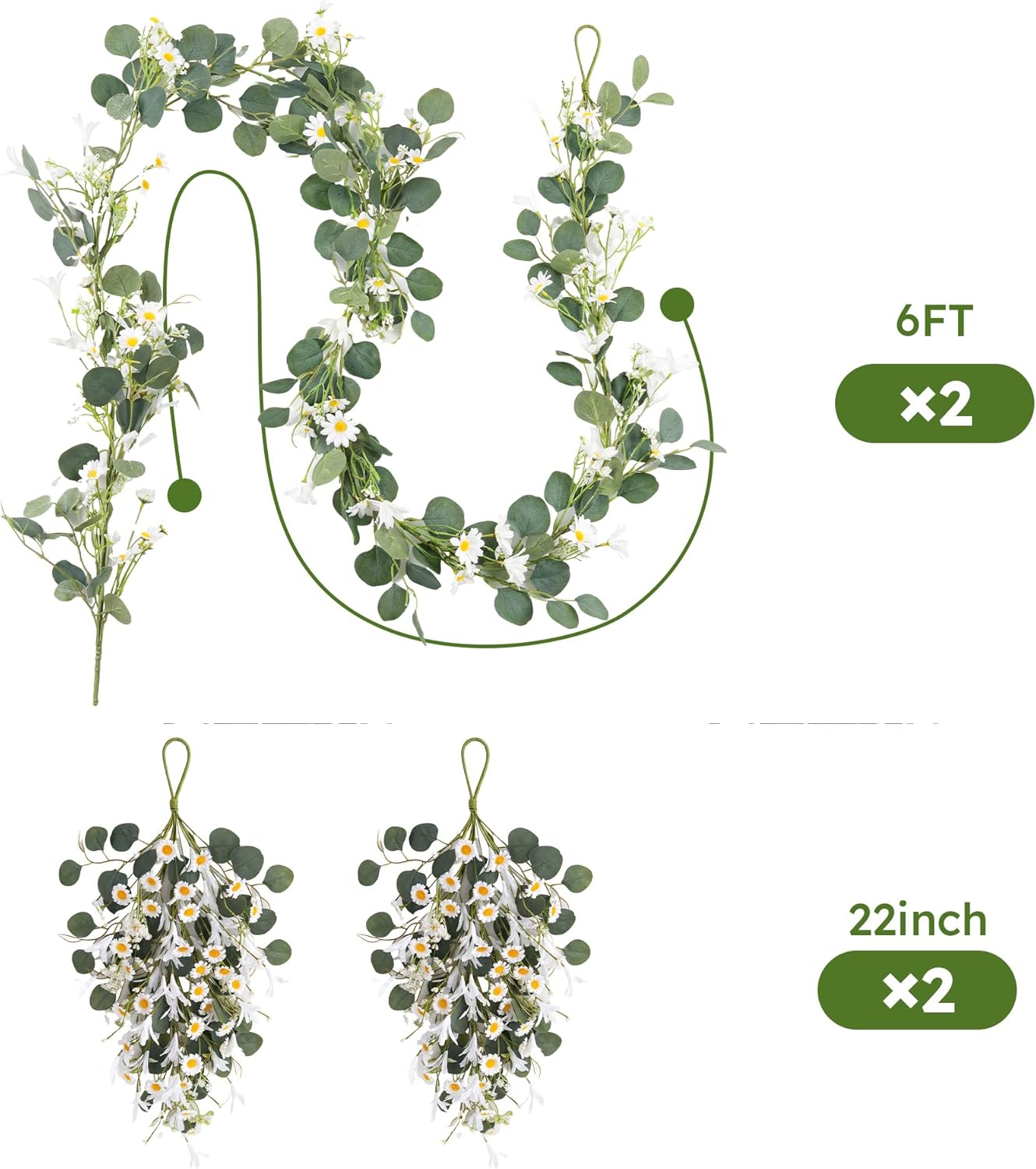 20'' Eucalyptus Wreath for Front Door, Porch, Window - Green Decor for Home, Farmhouse - Spring, Summer, Fall, All Seasons