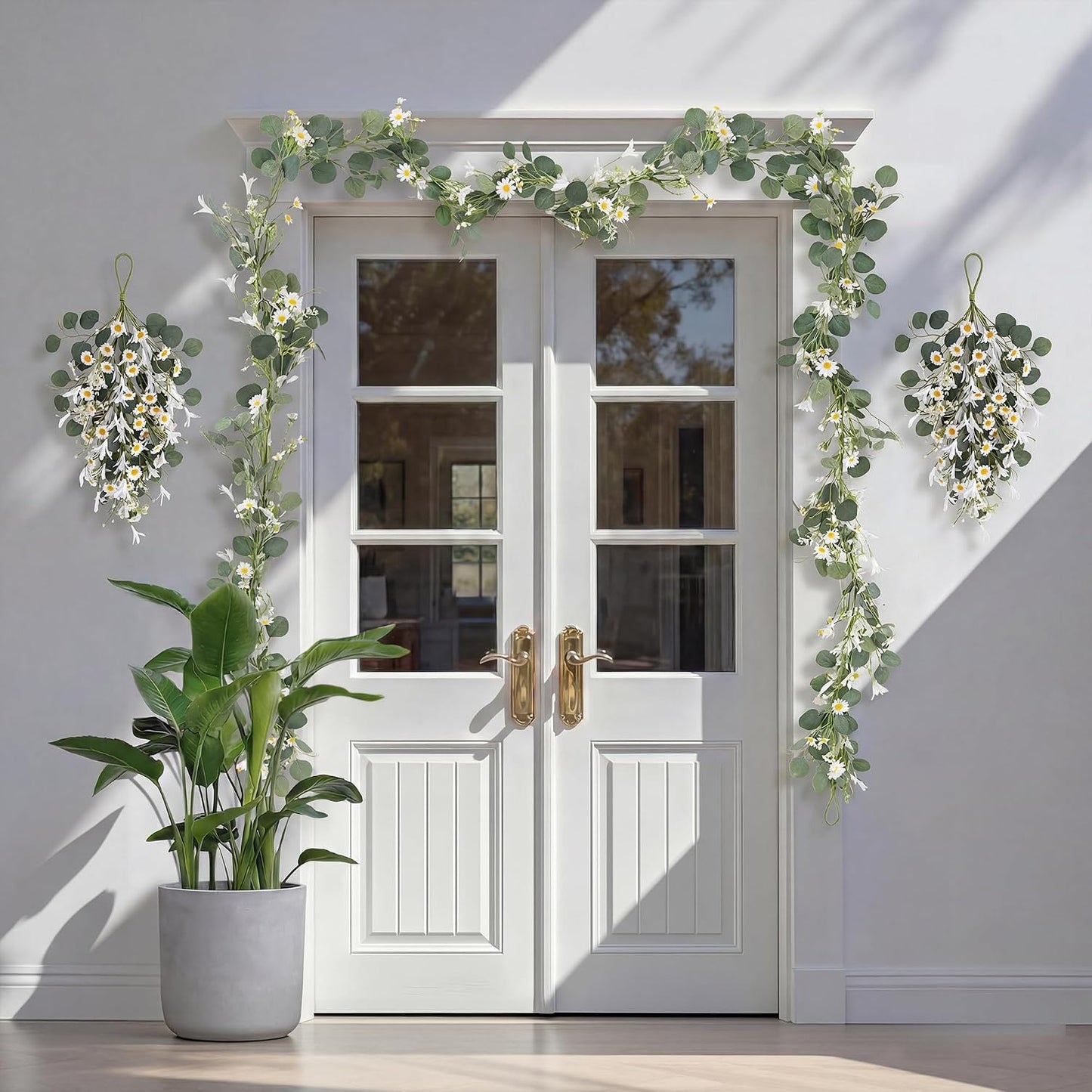 20'' Eucalyptus Wreath for Front Door, Porch, Window - Green Decor for Home, Farmhouse - Spring, Summer, Fall, All Seasons