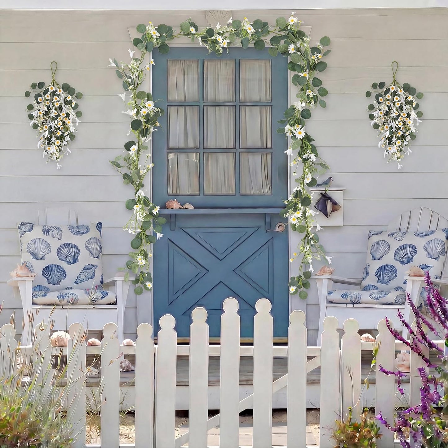 20'' Eucalyptus Wreath for Front Door, Porch, Window - Green Decor for Home, Farmhouse - Spring, Summer, Fall, All Seasons