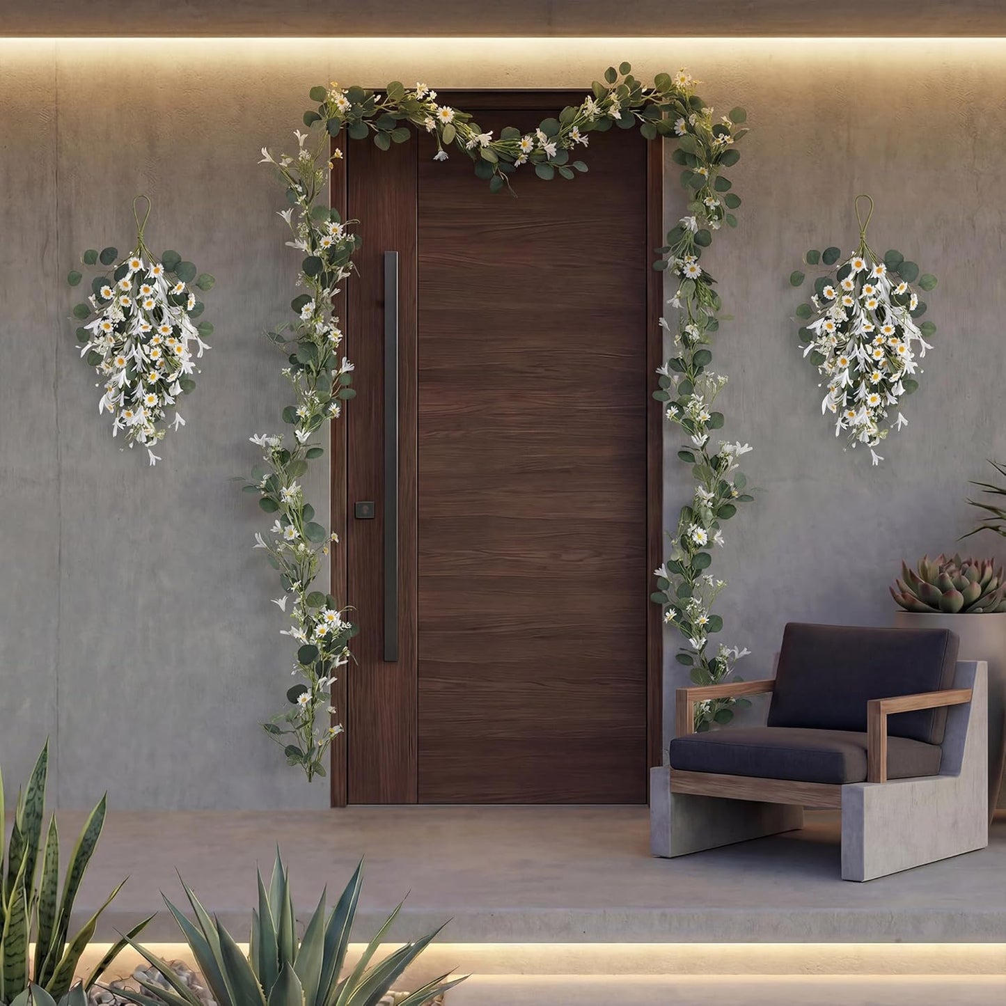 20'' Eucalyptus Wreath for Front Door, Porch, Window - Green Decor for Home, Farmhouse - Spring, Summer, Fall, All Seasons