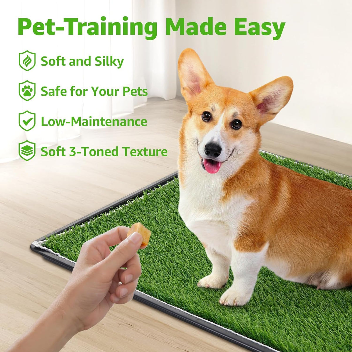 Dog Grass Pad with Tray for Dogs Puppy Potty Training to Pee & Poop Indoor