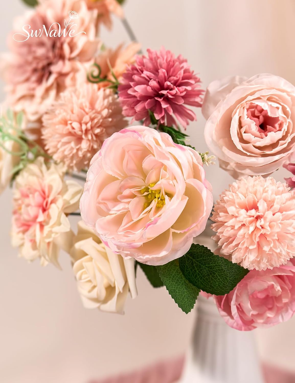 Artificial Flower Box Set Faux Flowers Fake Roses with Stems for DIY