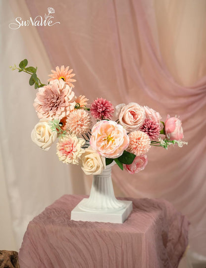 Artificial Flower Box Set Faux Flowers Fake Roses with Stems for DIY