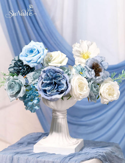 Artificial Flower Box Set Faux Flowers Fake Roses with Stems for DIY