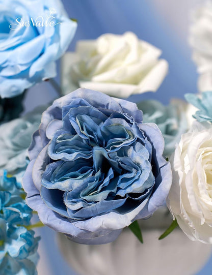 Artificial Flower Box Set Faux Flowers Fake Roses with Stems for DIY