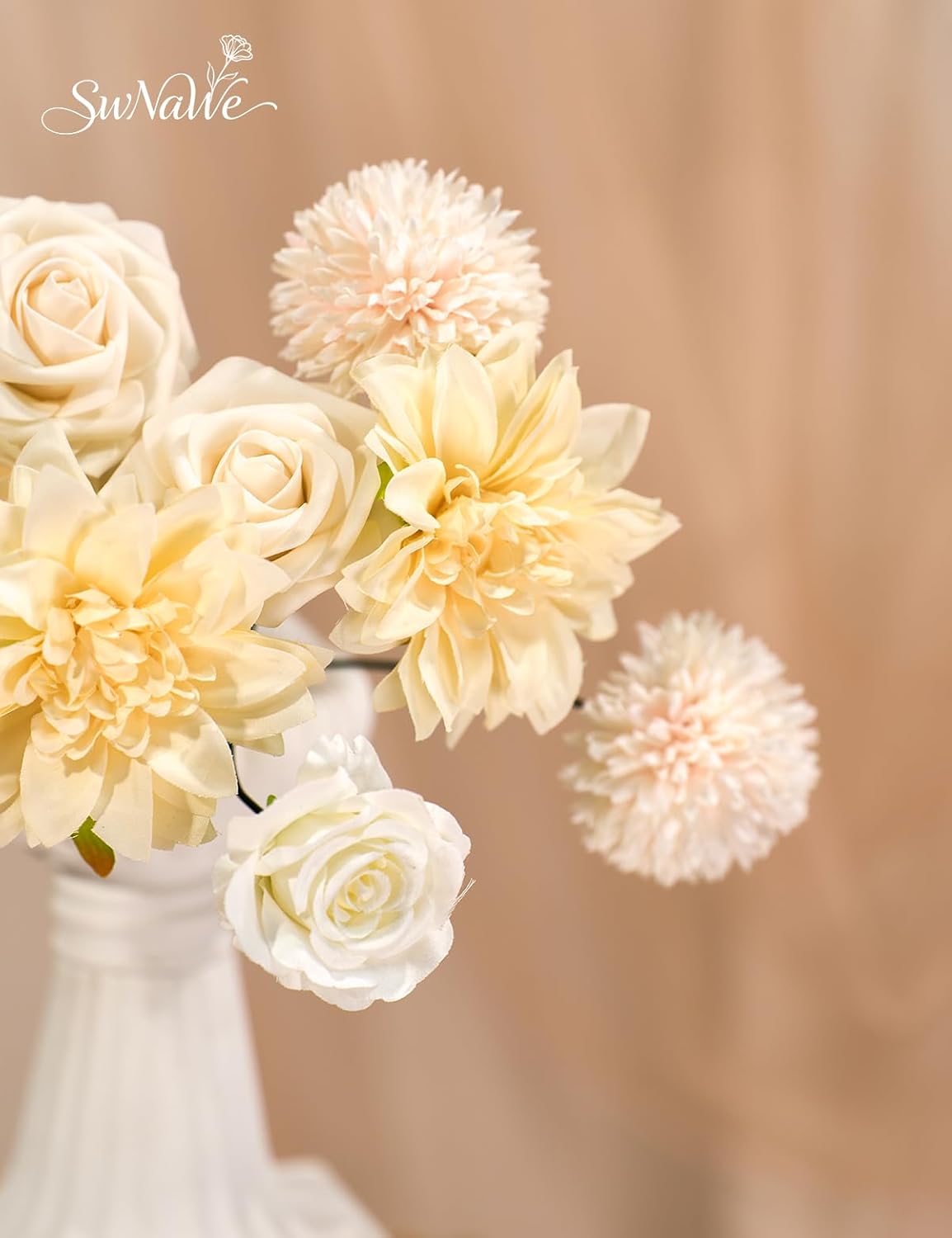 Artificial Flower Box Set Faux Flowers Fake Roses with Stems for DIY