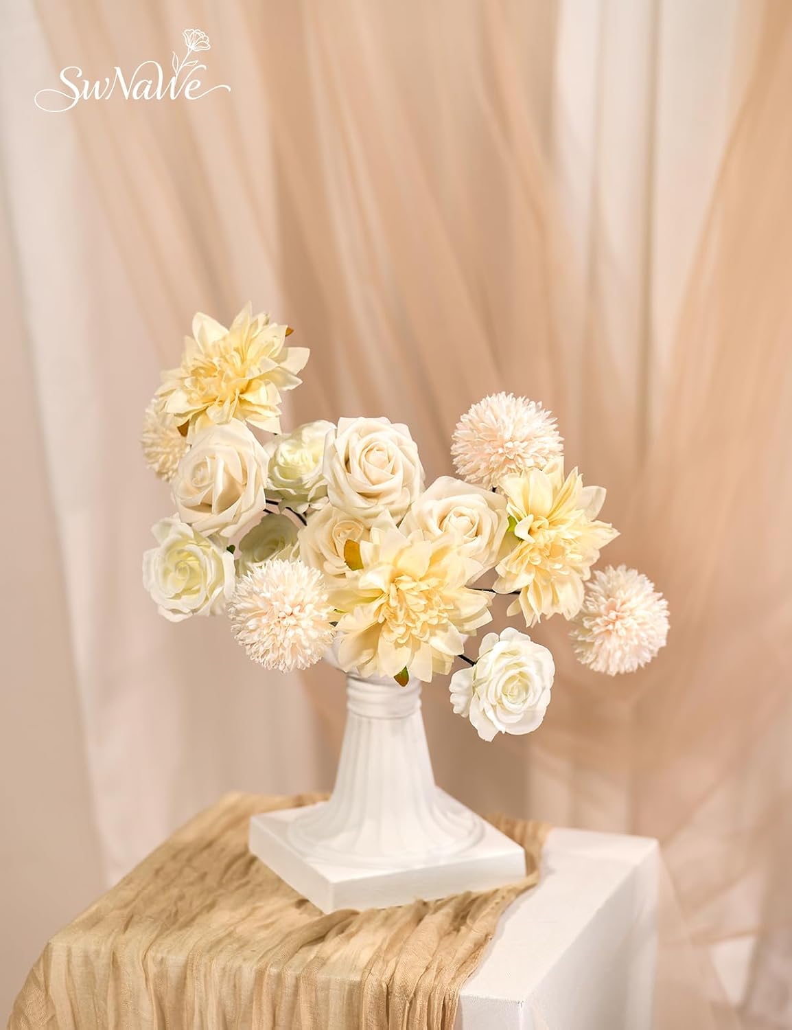 Artificial Flower Box Set Faux Flowers Fake Roses with Stems for DIY