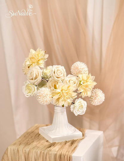 Artificial Flower Box Set Faux Flowers Fake Roses with Stems for DIY