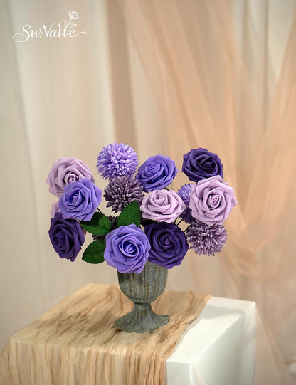 Artificial Flower Box Set Faux Flowers Fake Roses with Stems for DIY