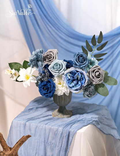 Artificial Flower Box Set Faux Flowers Fake Roses with Stems for DIY