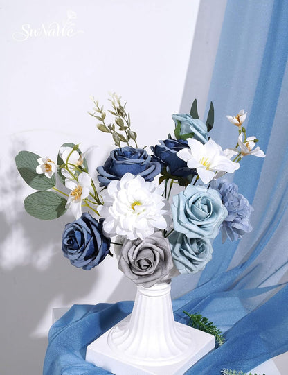 Artificial Flower Box Set Faux Flowers Fake Roses with Stems for DIY